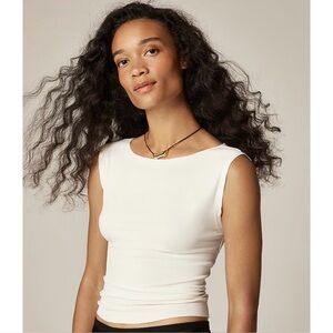 NWT J. Crew Refined Rib Shell Tank Top Ivory